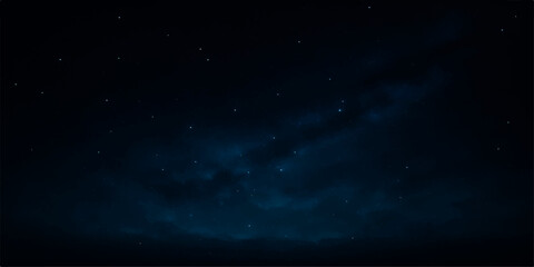 Fototapeta premium Bright stars illuminate the dark night sky with a vibrant blue abstract nebula and wispy clouds