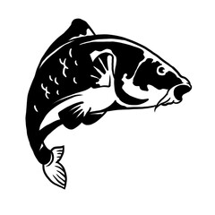 black and white golden fish illustration