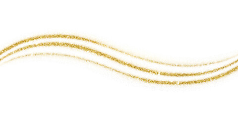 Glittering golden dust flow on transparent backdrop