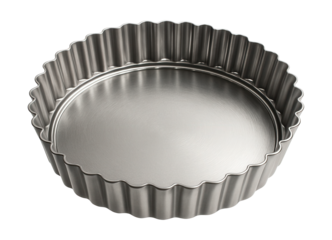 Fluted tart pan with removable bottom for crafting elegant tarts at home.