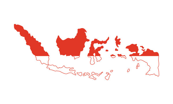 Isolated map of Indonesia filled with national flag colors for educational and patriotic use vector illustration