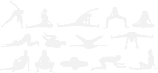 ダイエットする女性のイラスト(ストレッチ)セット