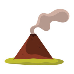 Cartoon volcano with smoke representing Indonesia natural disaster isolated on white vector illustration