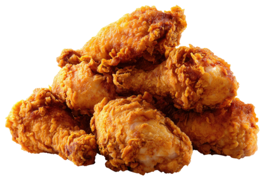 Pile of crispy, golden-brown fried chicken pieces