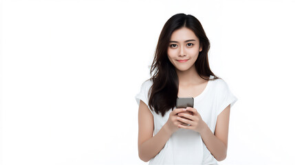 スマートフォンを持つ女性のポートレート