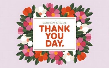 Floral frame with text for thank you day for teachers