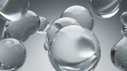 Floating glass spheres on gray