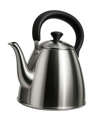 Sleek stainless steel kettle with heat-resistant handle, ideal for boiling water.