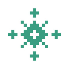 Fototapeta premium Traditional Finland inspired pixel geometric motif in green isolated on white background vector illustration