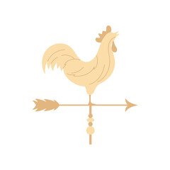 Classic French rooster weather vane isolated on white background for cultural and decorative concepts vector illustration