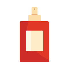 Minimal red perfume spray bottle isolated on white background for French beauty and fashion concepts vector illustration