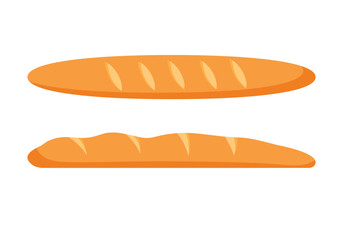 Classic French baguette bread isolated on white background for bakery and food design vector illustration