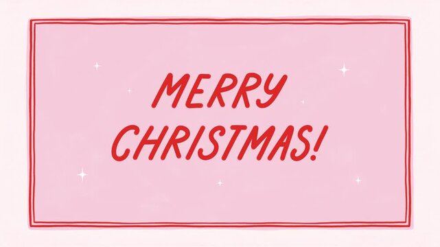 Hand drawn Christmas gift box opening animation with ribbon and &ldquo;Merry Christmas&rdquo; lettering. Modern sketch style in pink and red.