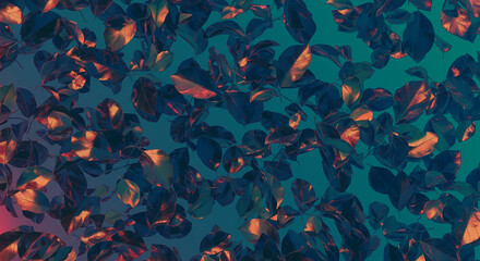 Pattern of dry maple leaves on a colorful background