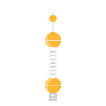 Isolated modern Shanghai landmark tower in flat style for China travel and architecture concepts vector illustration
