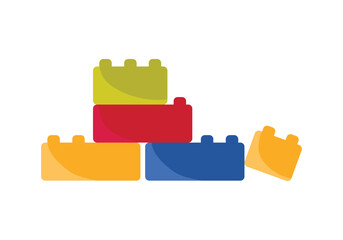 Stacked colorful Denmark toy bricks on a white isolated background for playful creative concepts vector illustration