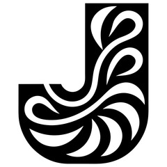 An elegant letter J emblem with graceful feminine contours