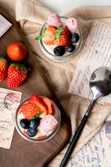 Strawberry Mousse Dessert In Elegant Glass