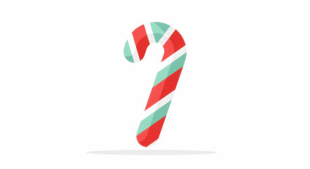 Obraz premium Candy cane decoration in red and green colors on white background 