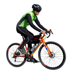 Cyclist riding bicycle on road against clear sky