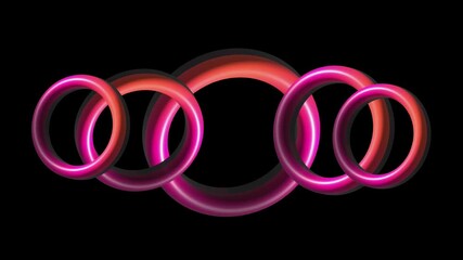 glowing neon pink rings on black modern background - Powered by Adobe