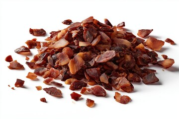 Fototapeta premium Crispy Bacon Bits Pile on White
