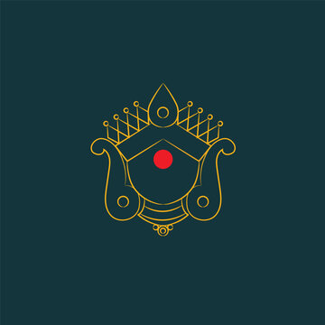 Durga maa face vector line drawing