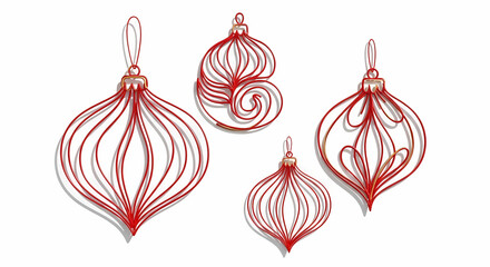 Decorative red ornaments in various styles for holiday decor  