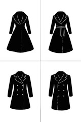 Vector illustration set of casual fashion clothes for men and women including shirts, jackets, and dresses