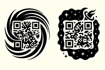 Vector illustration of an abstract QR code icon symbolizing digital business technology, data, and mobile information