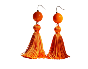 Fashionable Orange Tassel Earrings Minimalist Jewelry Display