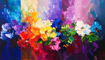 Vibrant floral abstract painting