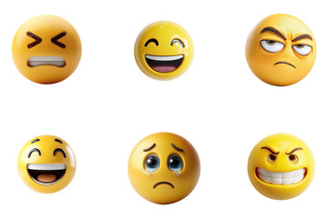 Fototapeta premium Set of Yellow emoji faces expressions