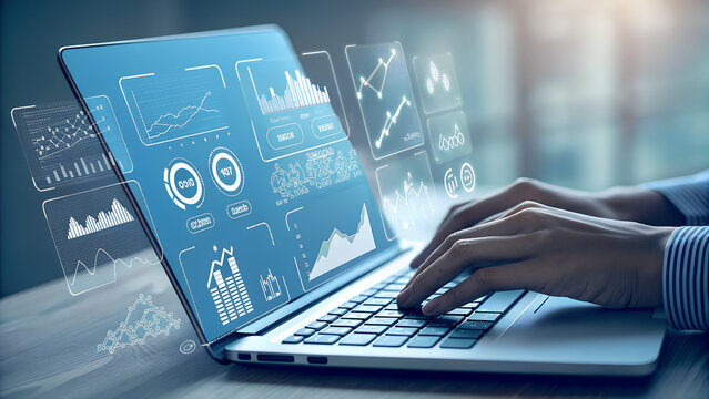 Finger of woman touching scroll page app on mobile phone.In a room with blue and purple neon tones.concept Social media and marketing