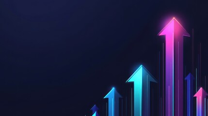 Glowing upward arrows with gradients against a dark background, symbolizing growth