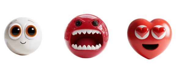 Emoji faces happy angry love Set