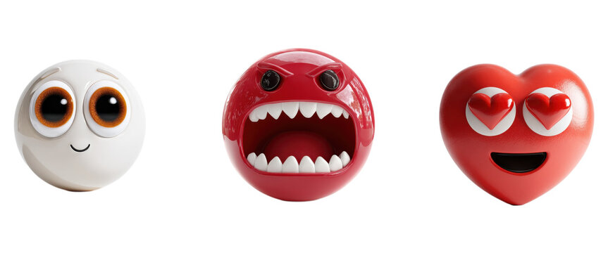 Emoji faces happy angry love Set