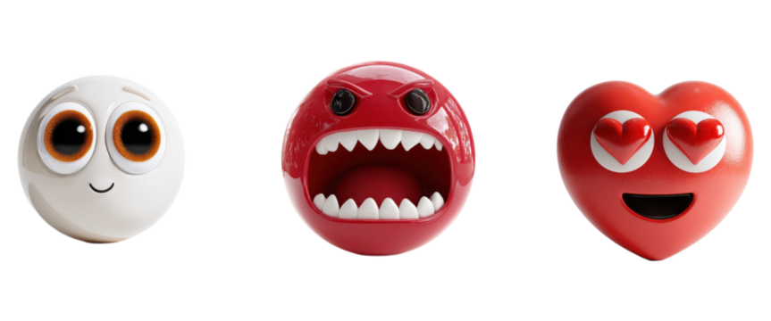 Emoji faces happy angry love Set