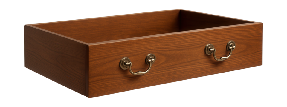 Under-bed storage drawer with stylish metal handles for a vintage look in classic decor.