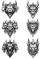 Fototapeta premium Set of heraldic mythology element
