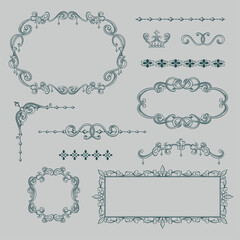 ラグジュアリーなボーダーのあしらいバリエーション　シンプルな装飾　飾りモチーフ素材　背景