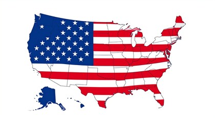 US flag map on white background.