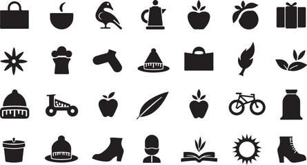 Vector icon set illustration black silhouette for web design