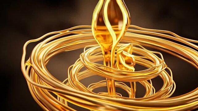 Golden Liquid Flowing and Twisting in Abstract Motion
