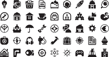 Black set of vector business icons for web design and finance illustration
