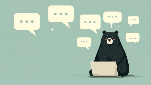 busy business bear works in the office illustrated animation