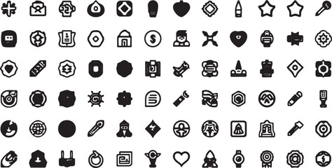 Black and white vector icons set of numbers and alphabet letters for web and business