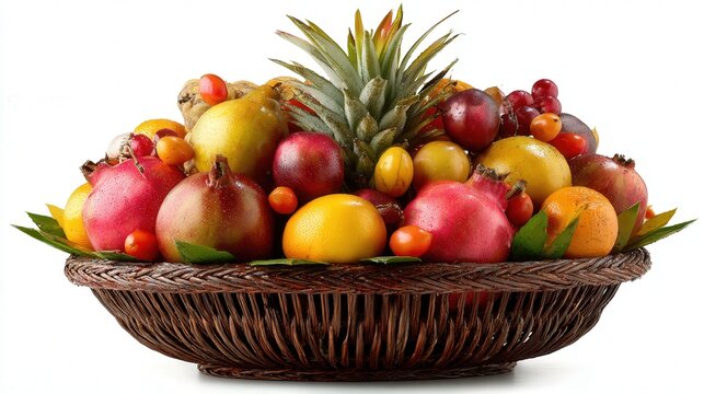 Kwanzaa fruit basket isolated on white background