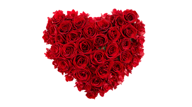 heart made of red rose petals on white - Powered by Adobe