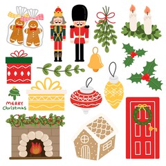 겨울 크리스마스 성탄 드로잉 일러스트(winter christmas drawing sticker set illustration)